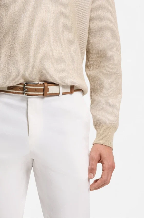 Pin-buckle belt in leather and canvas Pin-buckle belt in leather and canvas