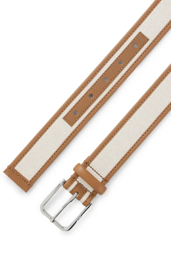 Pin-buckle belt in leather and canvas Pin-buckle belt in leather and canvas