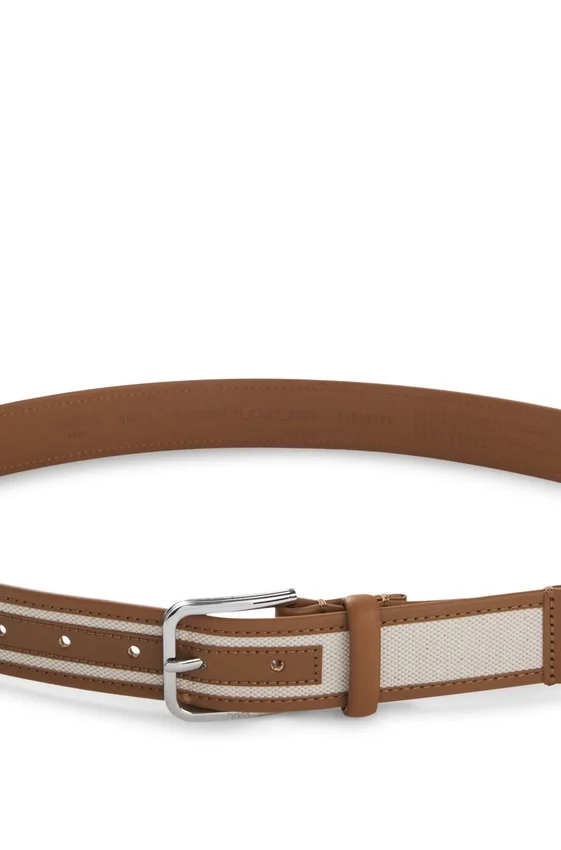 Pin-buckle belt in leather and canvas Pin-buckle belt in leather and canvas