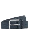Pin-buckle belt in woven leather