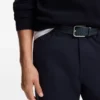 Pin-buckle belt in woven leather