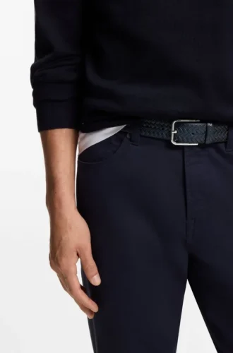 Pin-buckle belt in woven leather