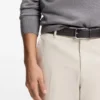 Pin-buckle belt in woven leather
