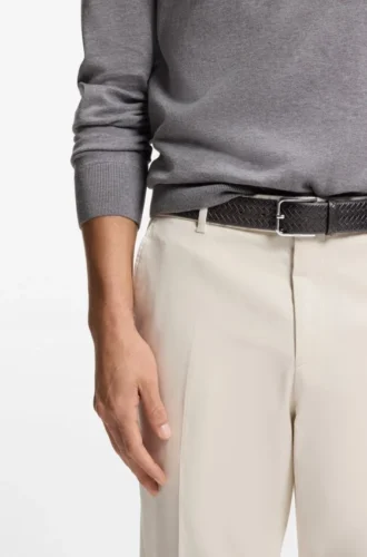 Pin-buckle belt in woven leather