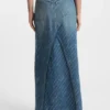 Pinstripe denim skirt with front slit Pinstripe denim skirt with front slit
