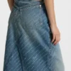 Pinstripe denim skirt with front slit Pinstripe denim skirt with front slit