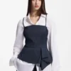 Pinstripe top with peplum hem Pinstripe top with peplum hem