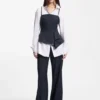 Pinstripe top with peplum hem Pinstripe top with peplum hem