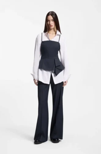 Pinstripe top with peplum hem