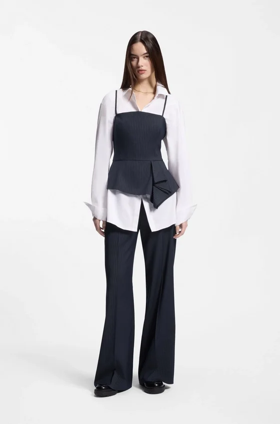 Pinstripe top with peplum hem Pinstripe top with peplum hem