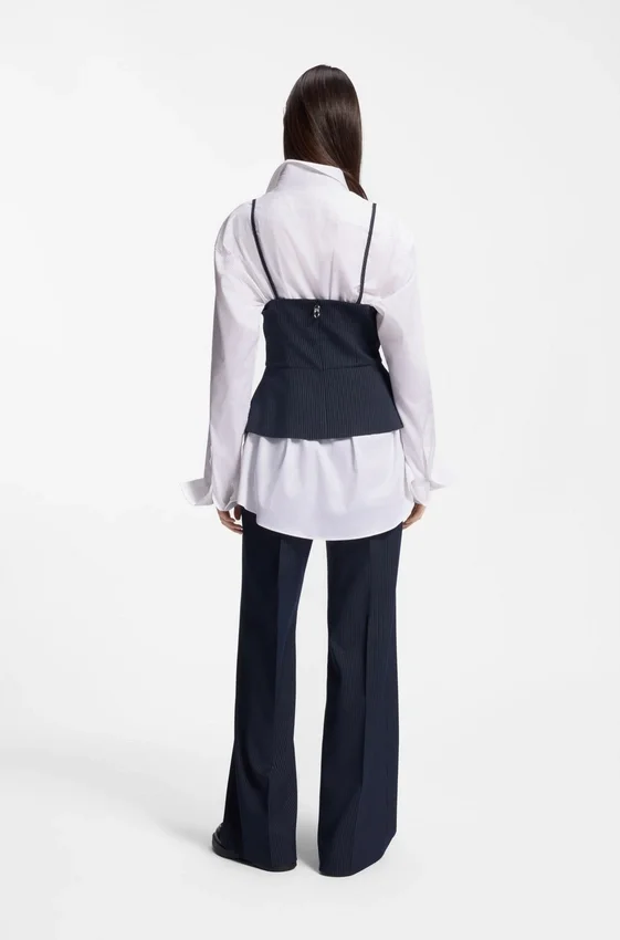 Pinstripe top with peplum hem Pinstripe top with peplum hem
