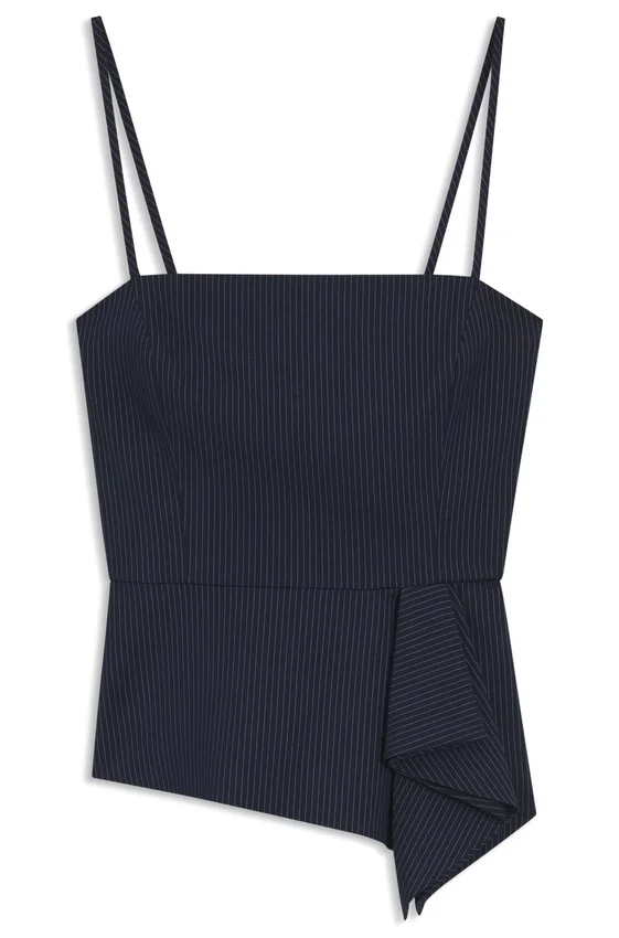 Pinstripe top with peplum hem Pinstripe top with peplum hem