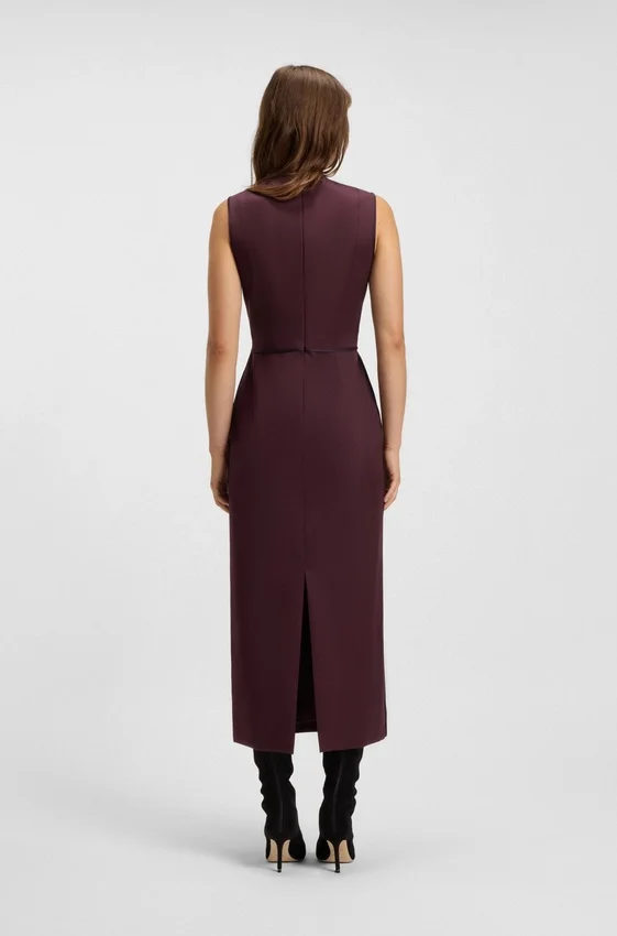 Piped-waistband dress in virgin wool Piped-waistband dress in virgin wool