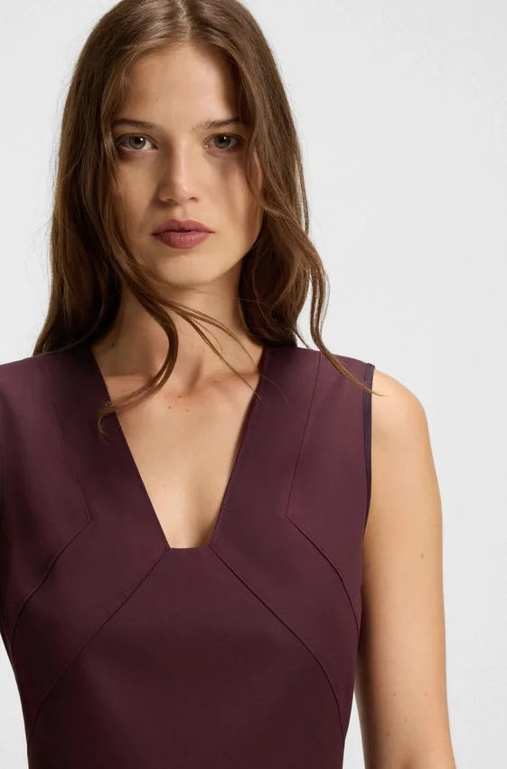 Piped-waistband dress in virgin wool Piped-waistband dress in virgin wool