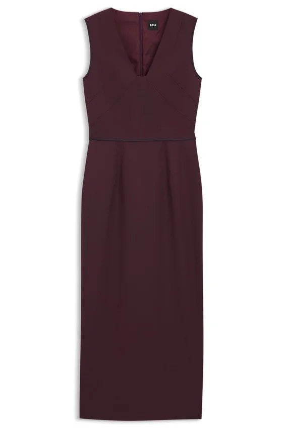 Piped-waistband dress in virgin wool Piped-waistband dress in virgin wool