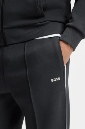 Piping-detail tracksuit bottoms in a cotton blend