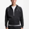 Piping-detail zip-up hoodie in a cotton blend