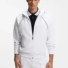 Piping-detail zip-up hoodie in a cotton blend