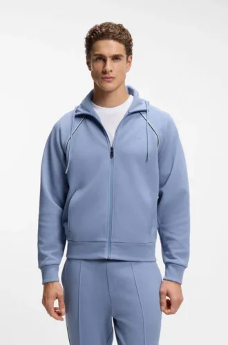 Piping-detail zip-up hoodie in a cotton blend Piping-detail zip-up hoodie in a cotton blend