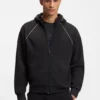 Piping-detail zip-up hoodie in a cotton blend