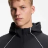Piping-detail zip-up hoodie in a cotton blend