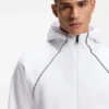 Piping-detail zip-up hoodie in a cotton blend