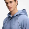 Piping-detail zip-up hoodie in a cotton blend
