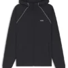Piping-detail zip-up hoodie in a cotton blend