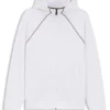 Piping-detail zip-up hoodie in a cotton blend