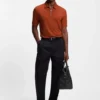Piqué polo shirt with zip neck