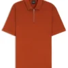Piqué polo shirt with zip neck