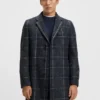 Plain-check coat in a slim fit