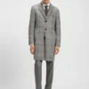Plain-check coat in a slim fit