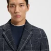 Plain-check coat in a slim fit