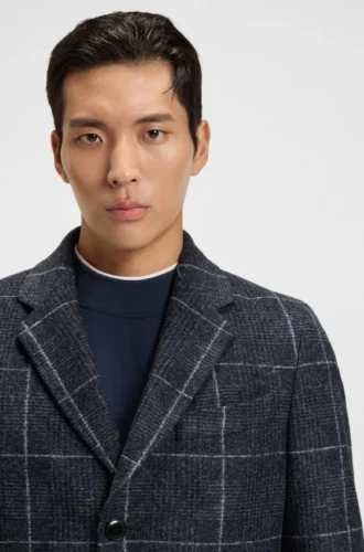 Plain-check coat in a slim fit