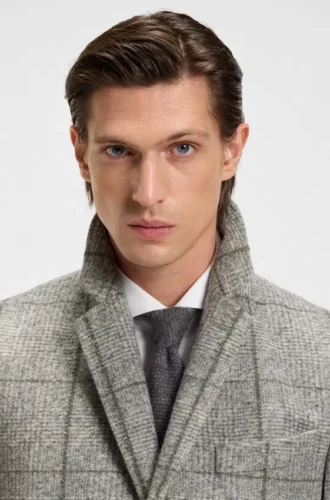 Plain-check coat in a slim fit