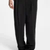 Pleat-front pants with whipstitch details