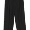 Pleat-front pants with whipstitch details