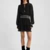 Plissé dress with smock-stitched waistband