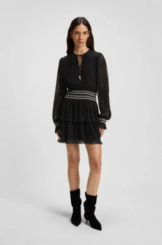 Plissé dress with smock-stitched waistband Plissé dress with smock-stitched waistband