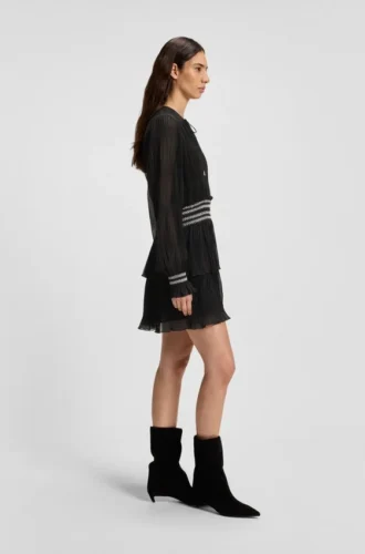 Plissé dress with smock-stitched waistband Plissé dress with smock-stitched waistband
