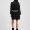 Plissé dress with smock-stitched waistband