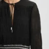 Plissé dress with smock-stitched waistband