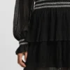 Plissé dress with smock-stitched waistband