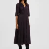 Plissé dress with waistband smocking