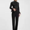 Plissé top with detachable feather cuff trims