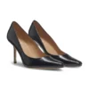 Polished-leather pumps with pointed toe