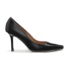 Polished-leather pumps with pointed toe