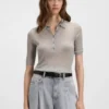 Polo-collar knit sweater in a wool blend