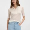 Polo-collar knit sweater in a wool blend